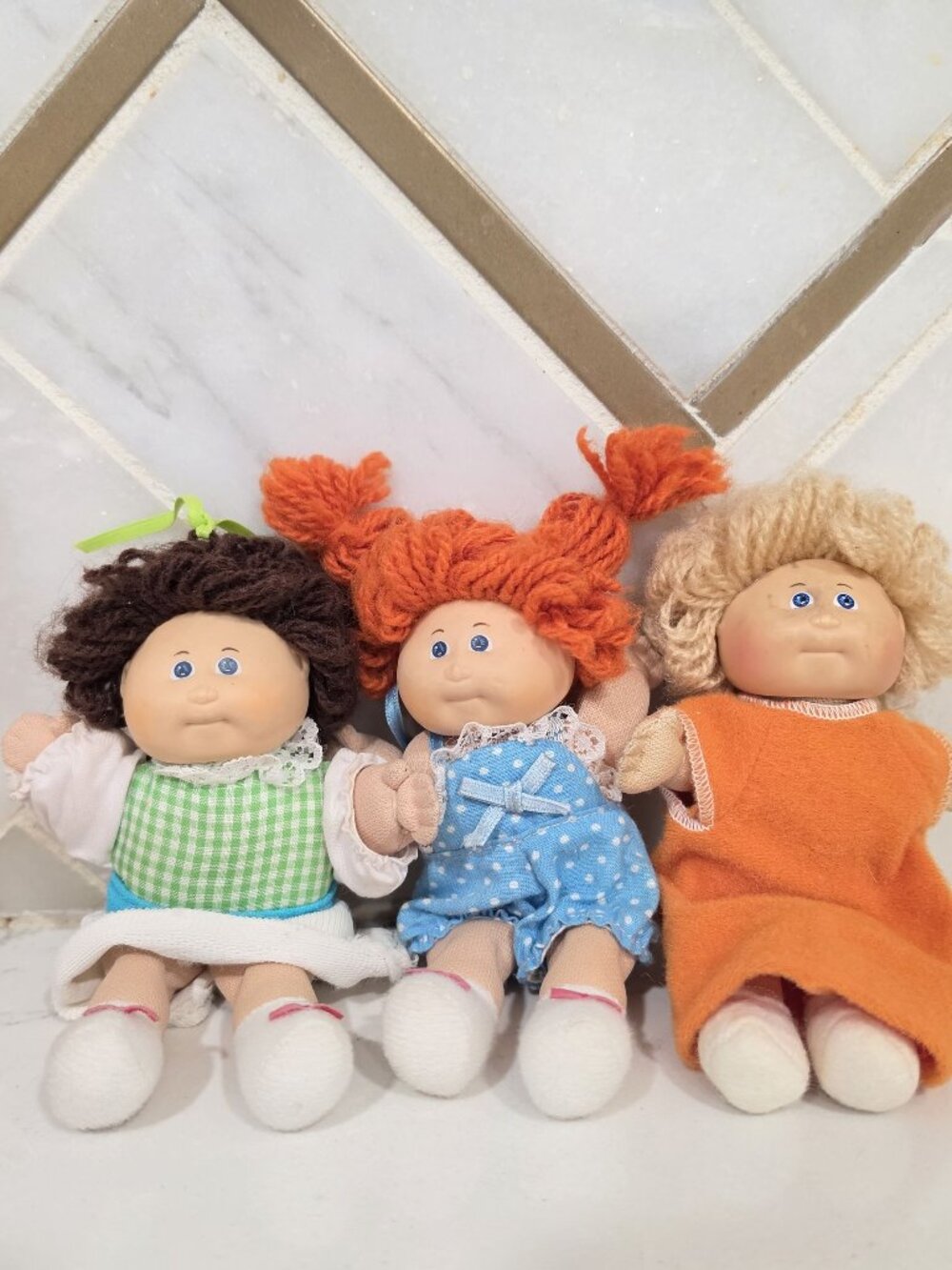 Cabbage Patch Kids Mini Dolls Set Of 3 Vintage 1984 By Coleco Outfits Yarn Hair